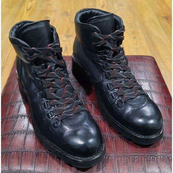 Frye Alta Hiker Black Ankle Leather Lace Up Combat Boots Lug Sole Size 9.5 - Picture 1 of 12